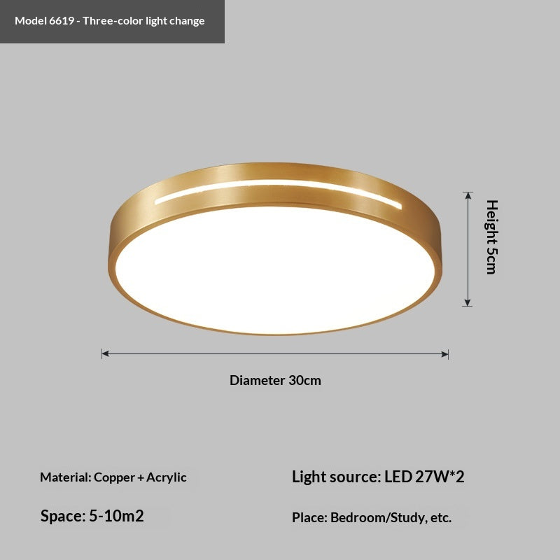 Copper LED Ceiling Light — Simple Flush-Mount Fitting