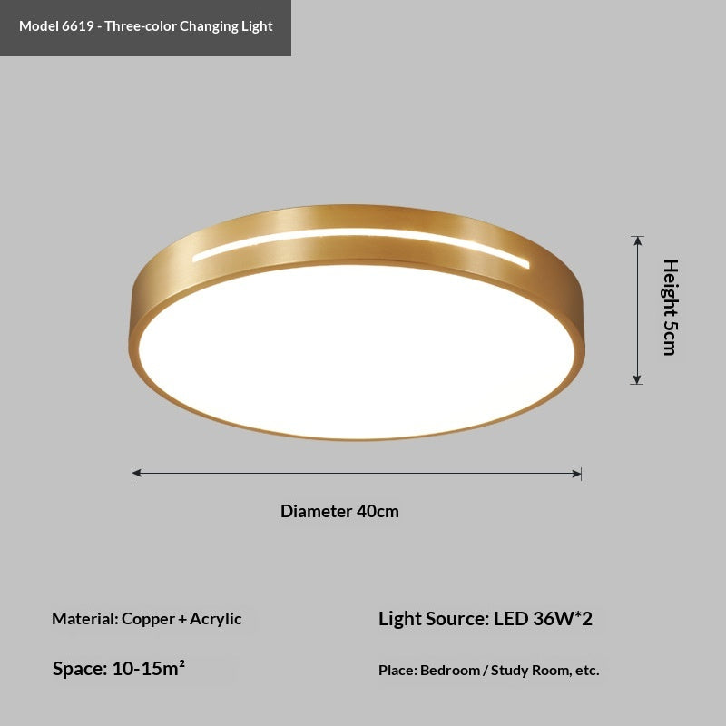 Copper LED Ceiling Light — Simple Flush-Mount Fitting
