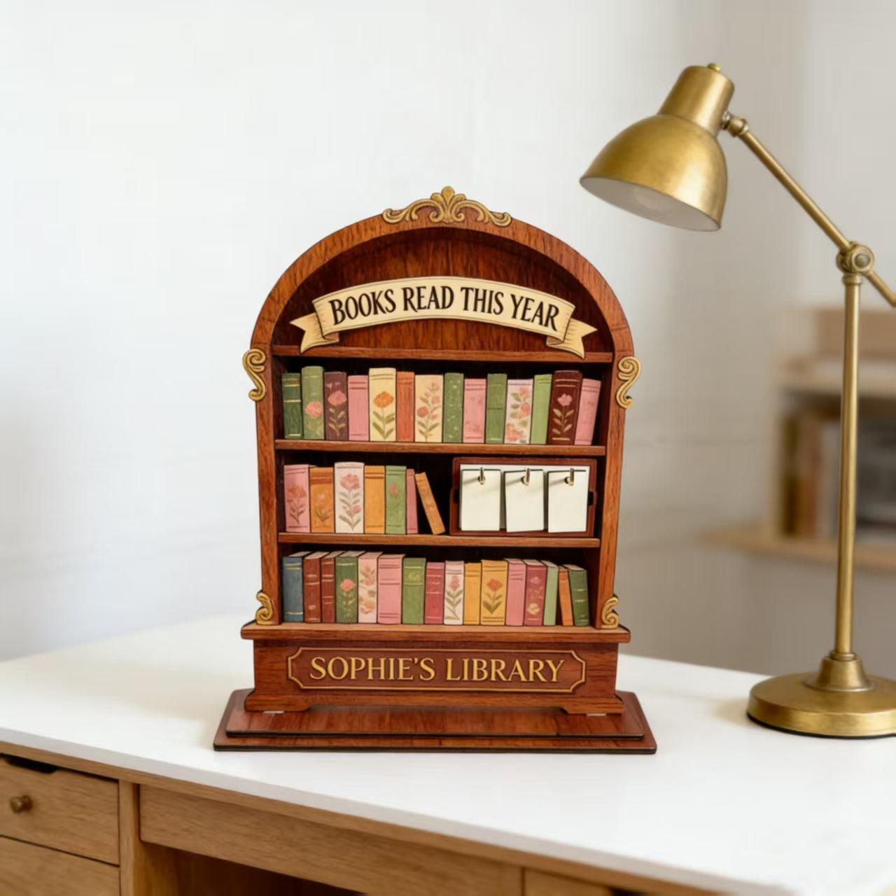 Wooden Reading Tracker — Books Read This Year Shelf Counter