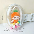 Clear PVC mini doll backpack display case for Labubu and mini figures, dustproof and transparent storage bag