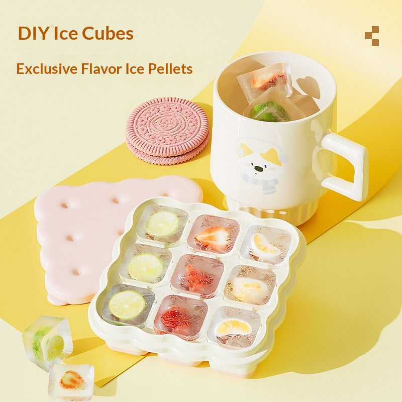 Cookie-Shaped Ice Cube Tray — Reusable Mould with Lid