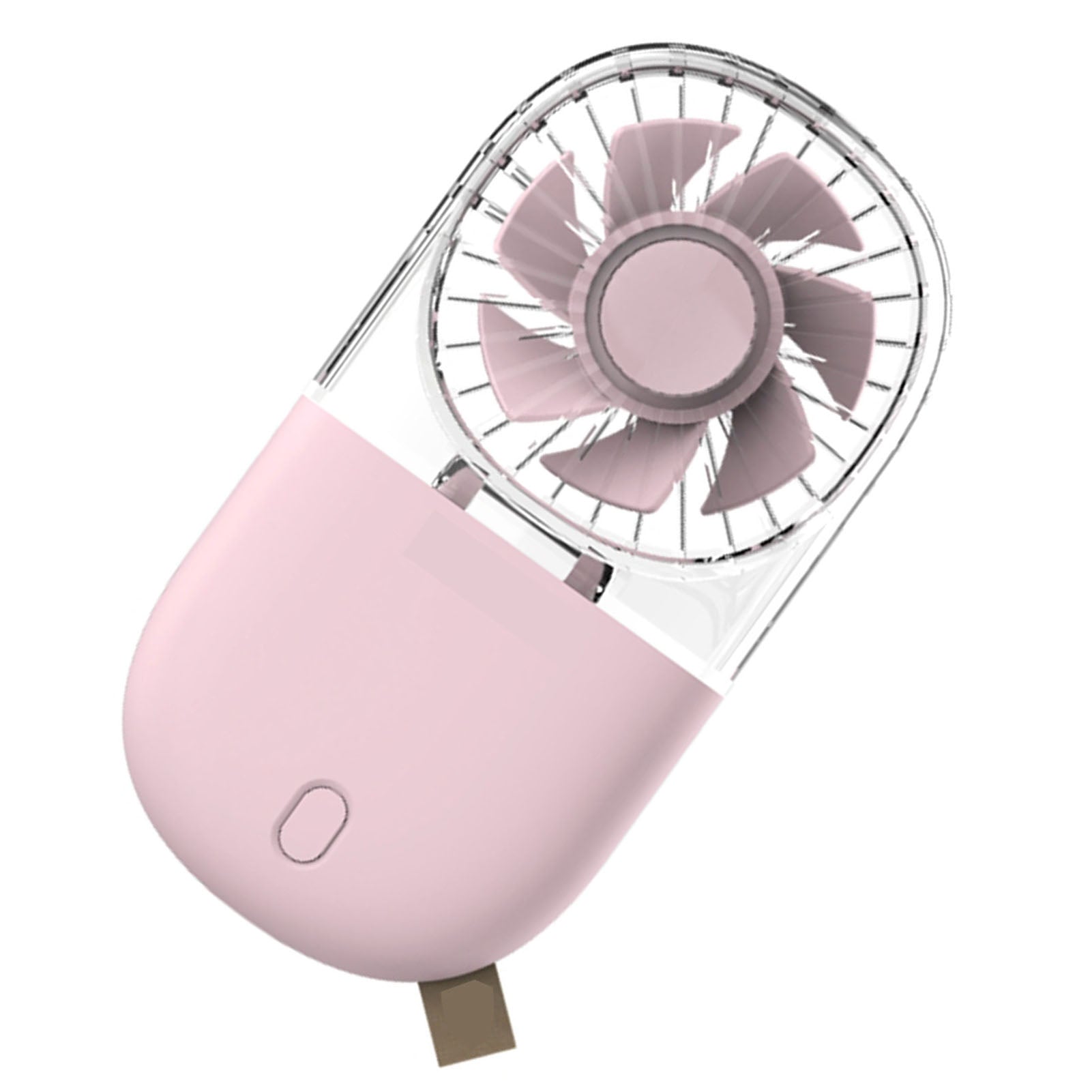 Foldable Neck & Desk Fan — USB Rechargeable, Transparent Pink