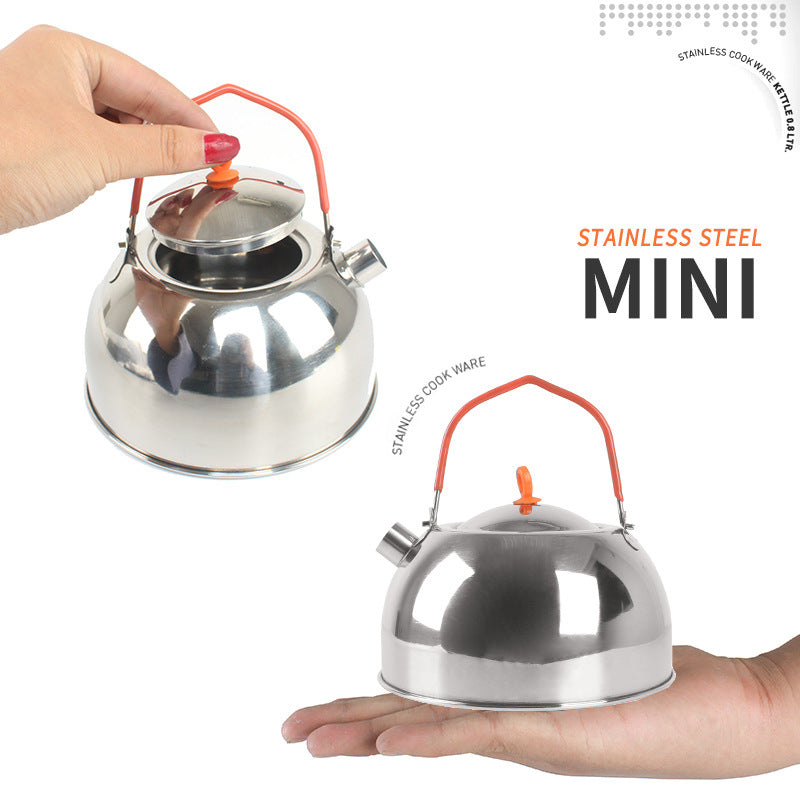 Stainless Steel Camping Kettle — Compact Outdoor Water Boiler
