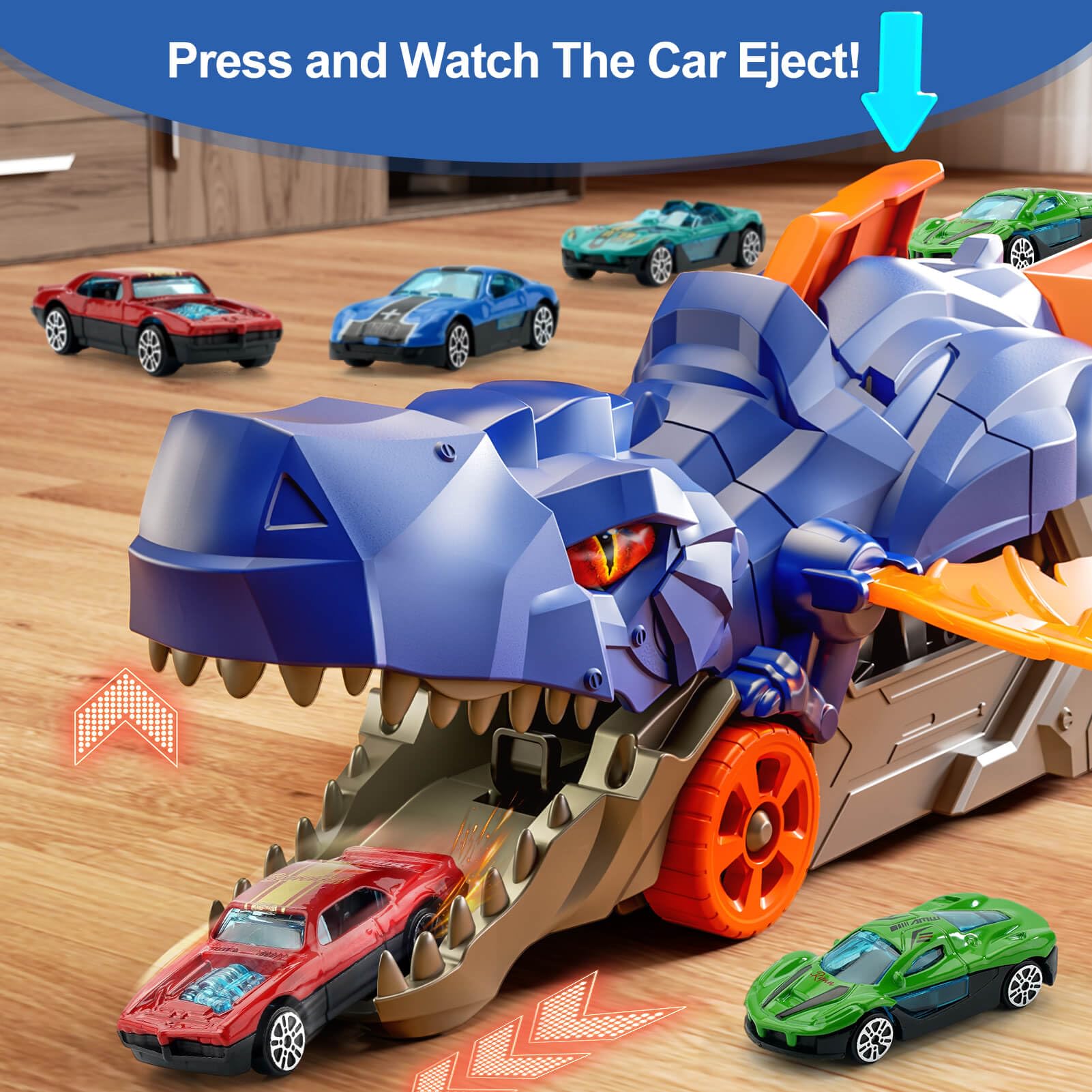 Dinosaur Truck Car Toys For Kids Toddlers Transport Truck With 4 Mini Car,Gifts,Randomized Logistics Delivery