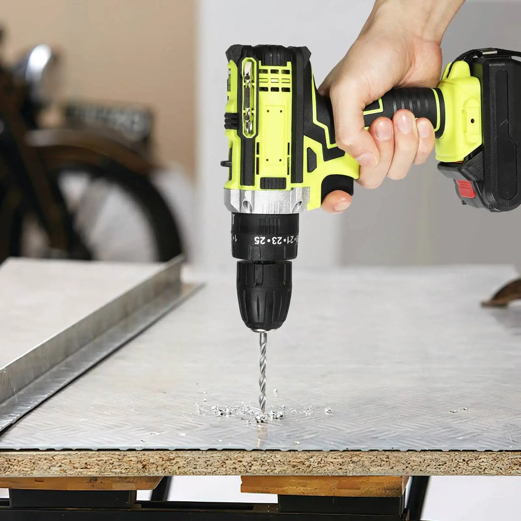 21V Cordless Impact Drill — Hammer Drill & Screwdriver Set