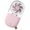 Foldable Neck & Desk Fan — USB Rechargeable, Transparent Pink