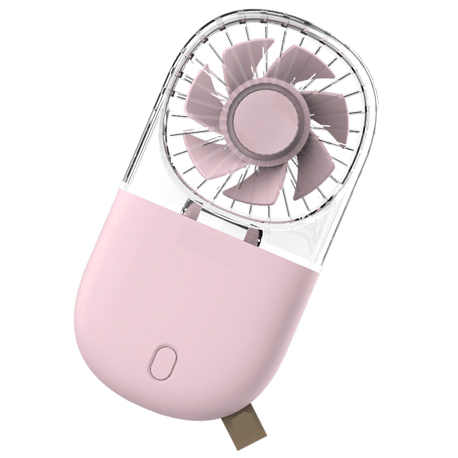 Foldable Neck & Desk Fan — USB Rechargeable, Transparent Pink