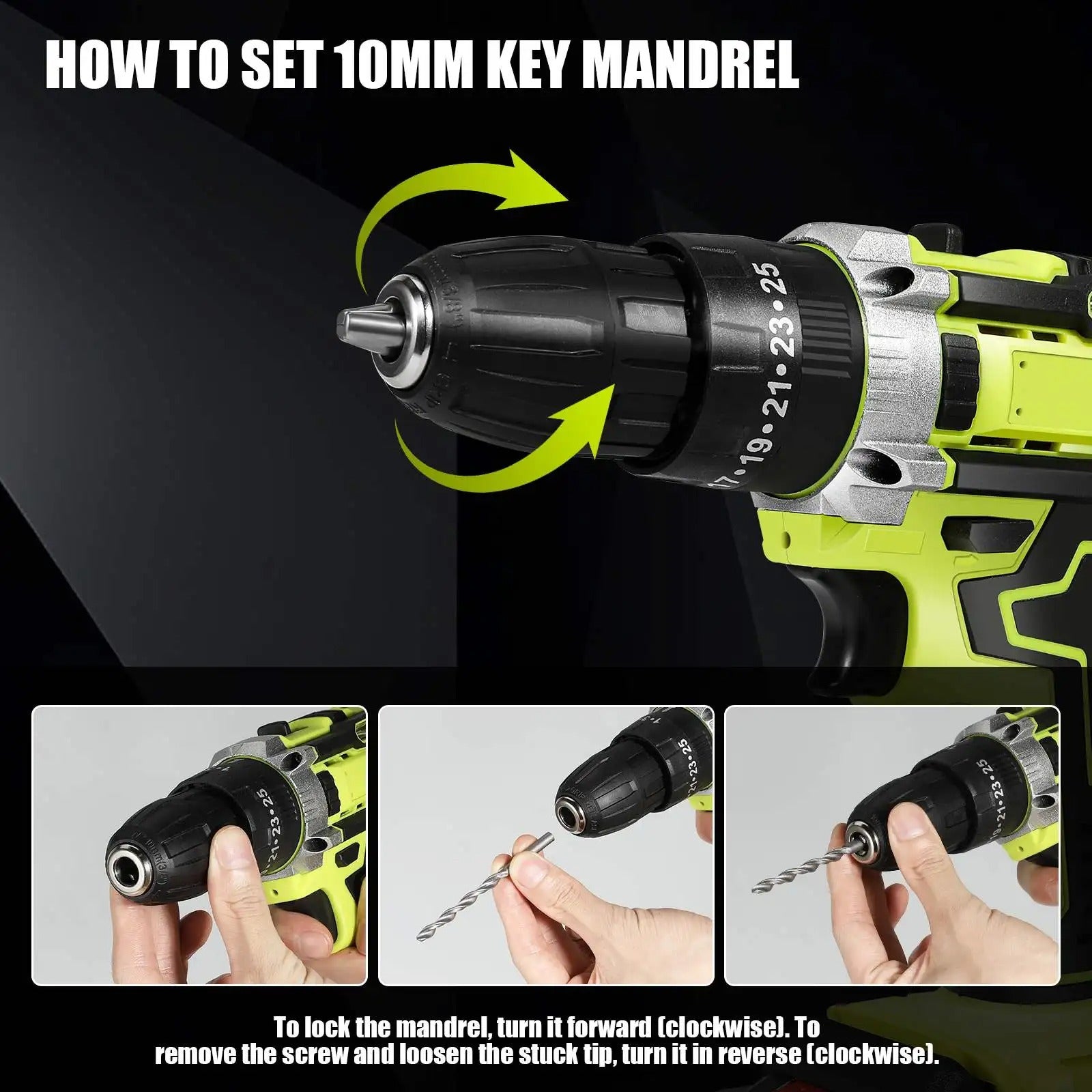 21V Cordless Impact Drill — Hammer Drill & Screwdriver Set