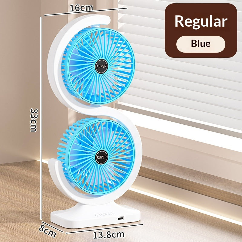 Dual-Head Circulating Fan — Mini Desk Fan with Ambient Light