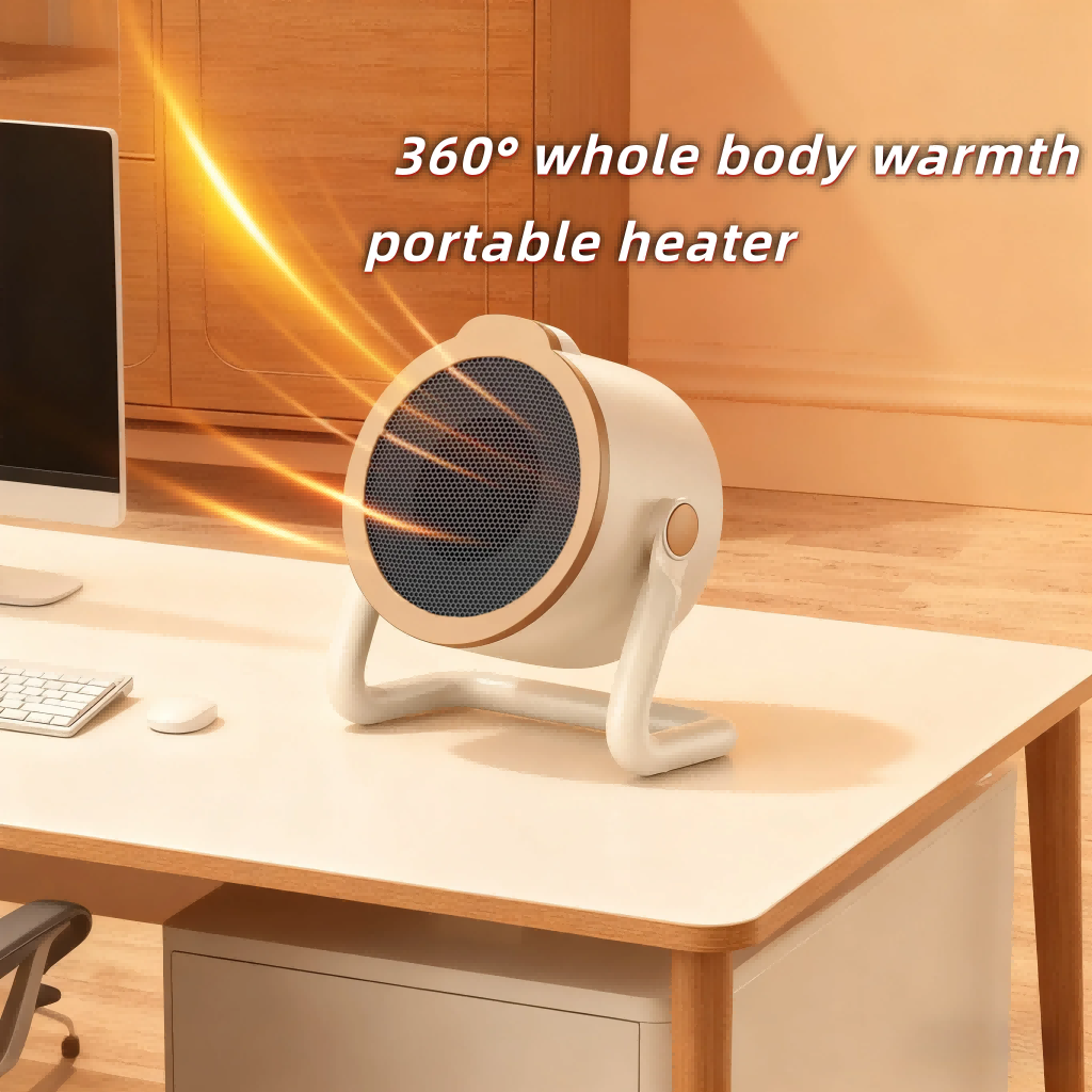 Desk heater in use
