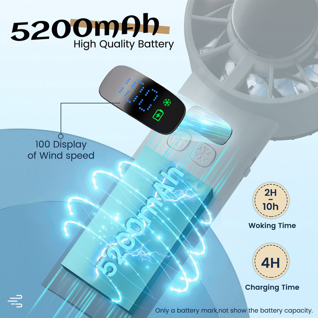 Turbo Handheld Fan — 5000mAh Battery, Adjustable Speed