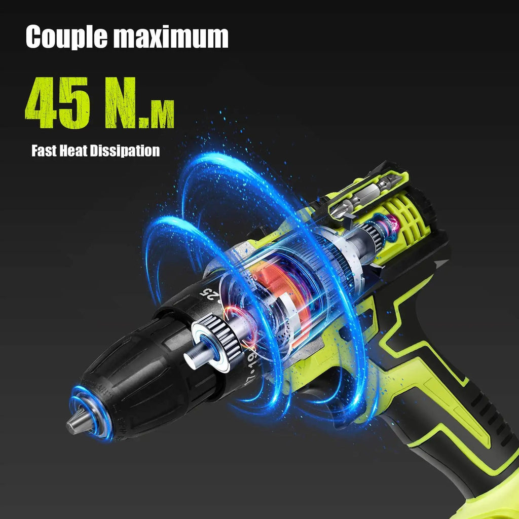 21V Cordless Impact Drill — Hammer Drill & Screwdriver Set