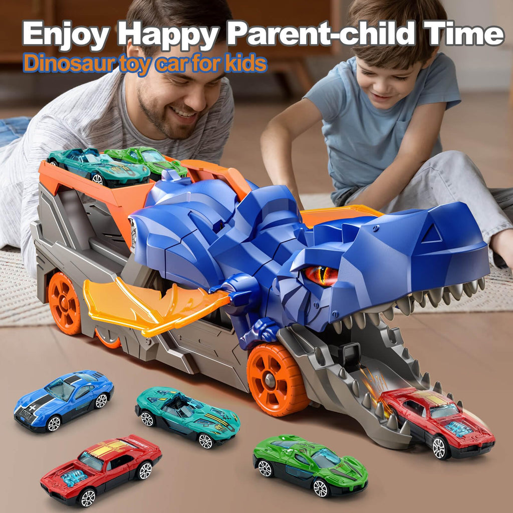 Dinosaur Truck Car Toys For Kids Toddlers Transport Truck With 4 Mini Car,Gifts,Randomized Logistics Delivery