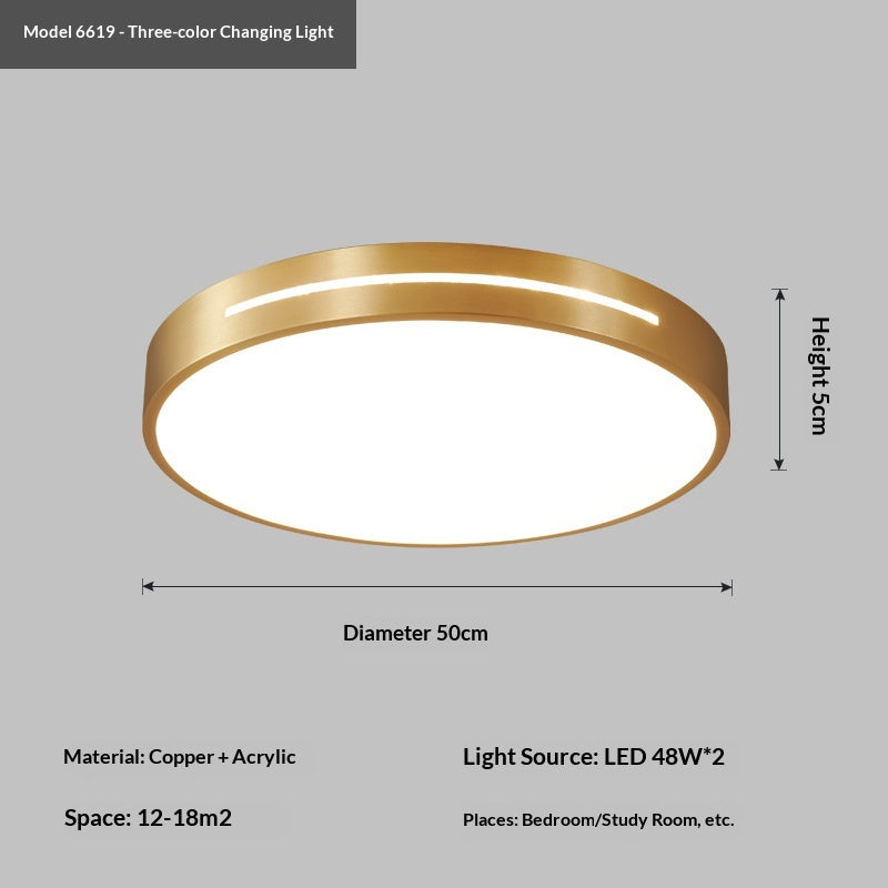 Copper LED Ceiling Light — Simple Flush-Mount Fitting