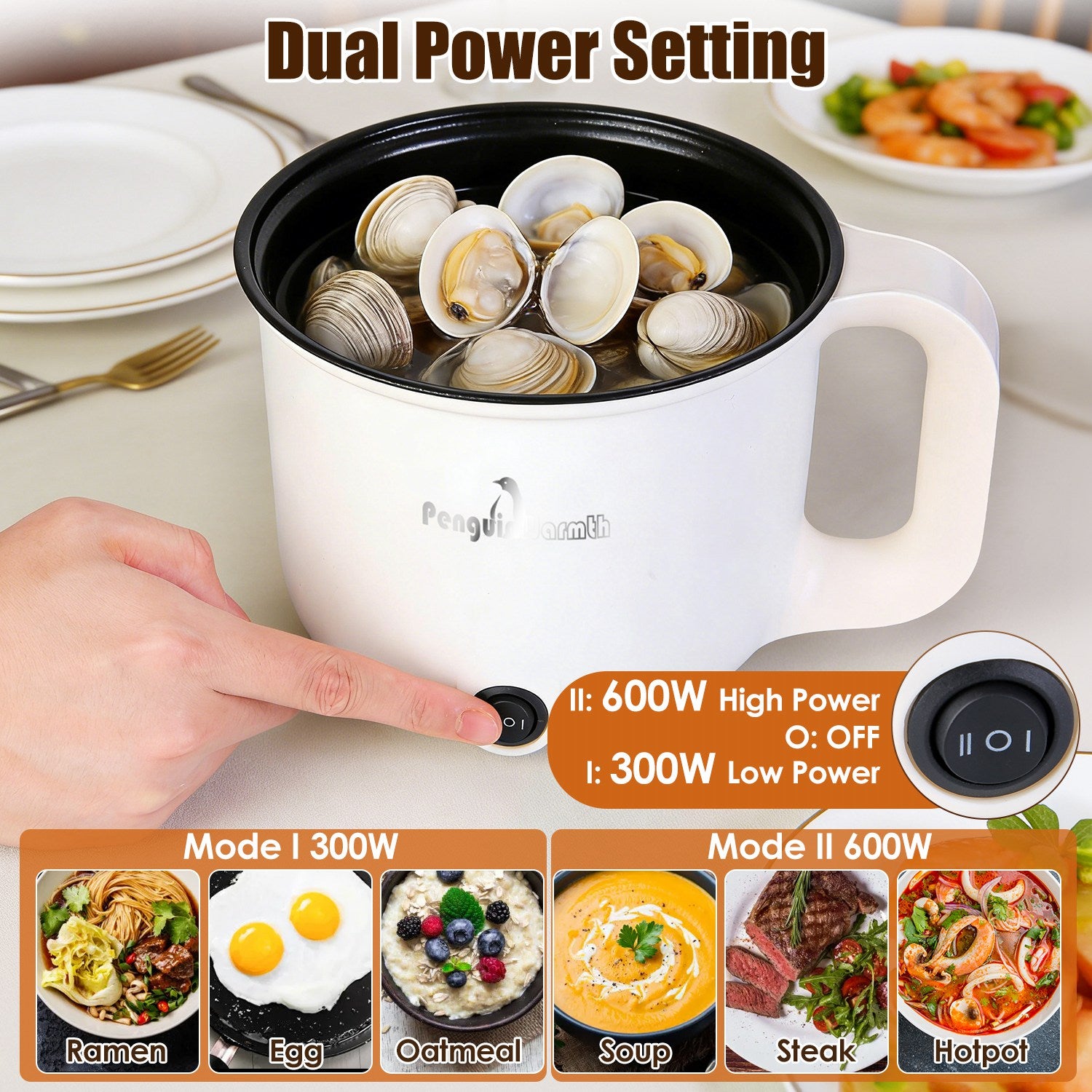 1.8L Electric Hot Pot with Steamer — Compact Cooker for Small Kitchens