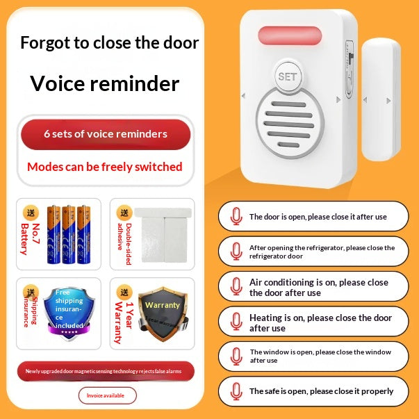 Door Left Open Alarm — Voice Reminder Sensor