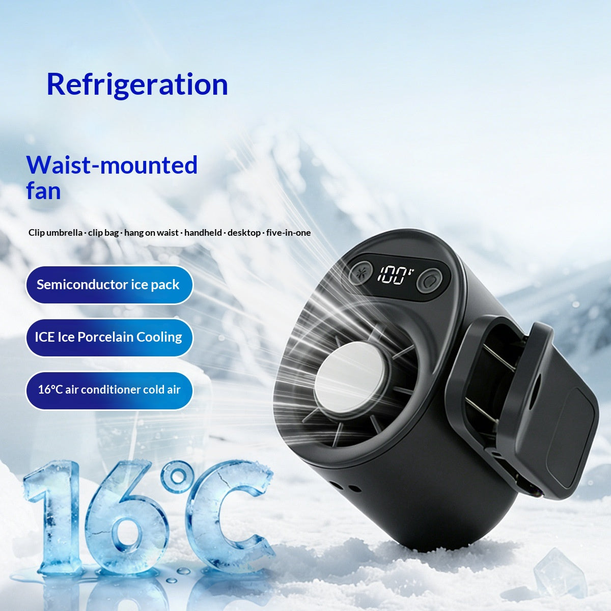 Ice-Pack Neck Fan — USB Rechargeable Semiconductor Cooling