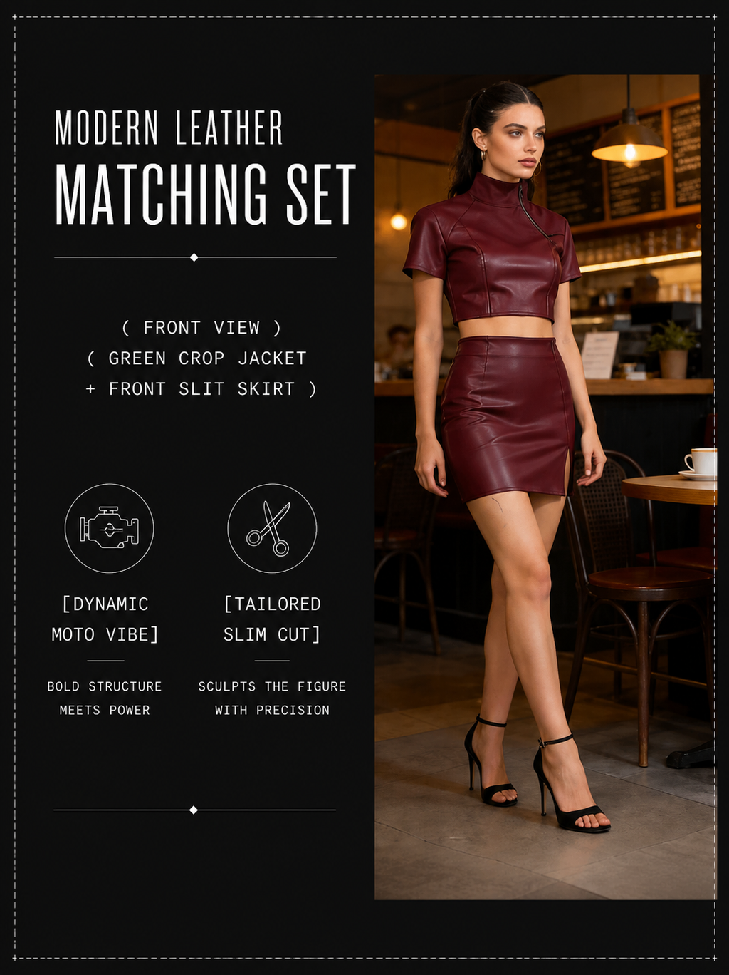 Women's Faux Leather Skirt High Waist Tummy Control Bodycon Mini Short Skirt With Slit
