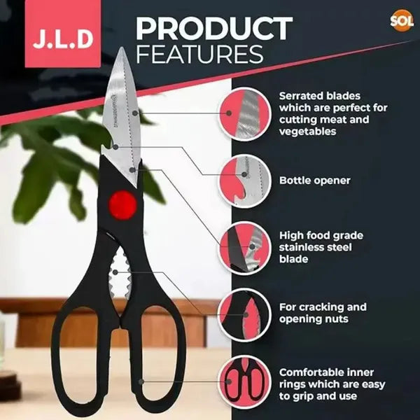 Multi-Purpose Kitchen Scissors — Nutcracker, Bottle & Can Opener