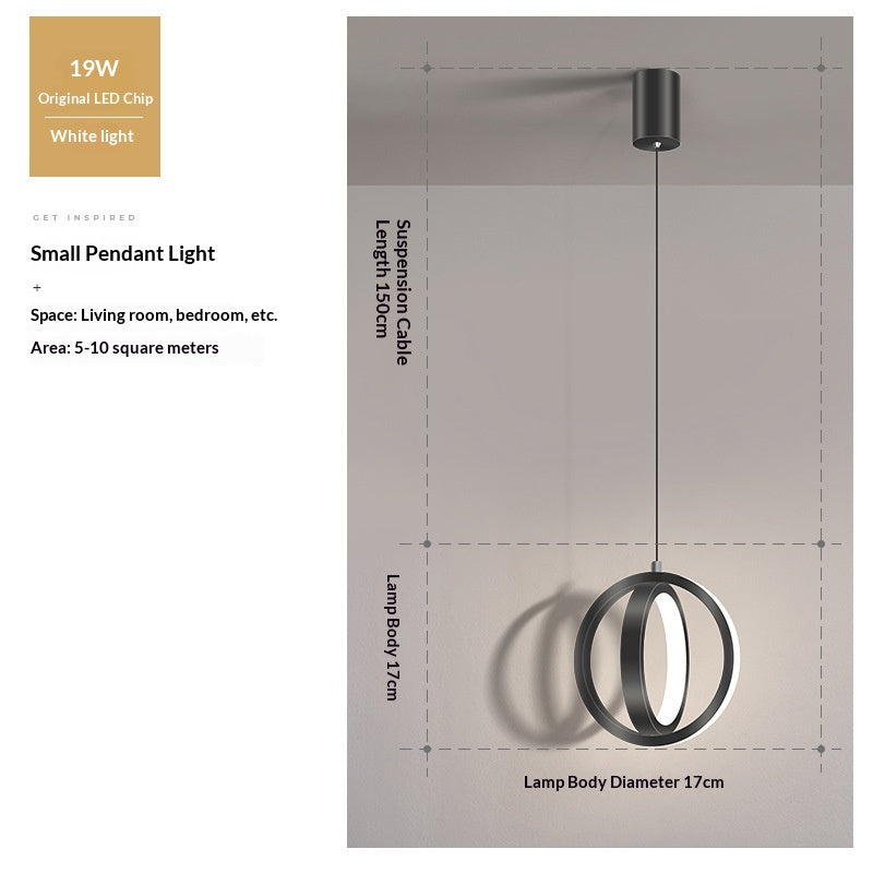 Ring Pendant Light — Minimalist LED Bedside Ceiling Lamp