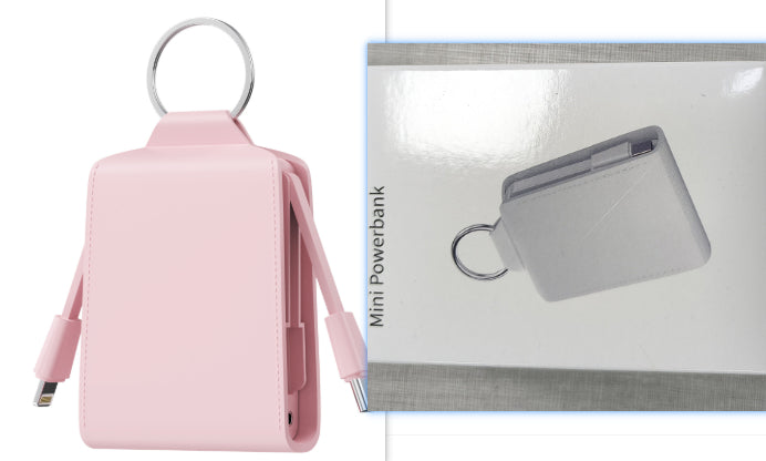 Mini Emergency Power Bank — Built-In Dual Charging Cables