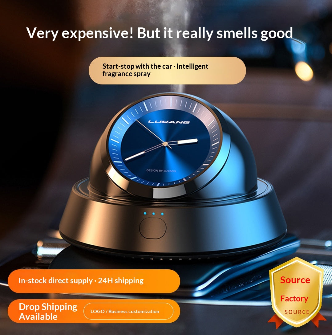 Car Clock Air Freshener — Illuminated Dashboard Diffuser