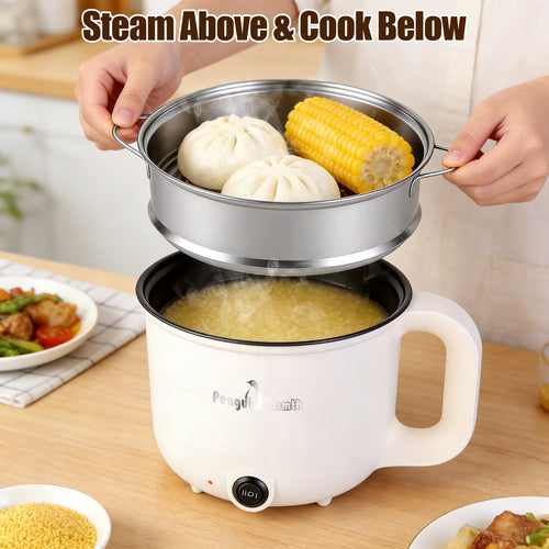 1.8L Electric Hot Pot with Steamer — Compact Cooker for Small Kitchens