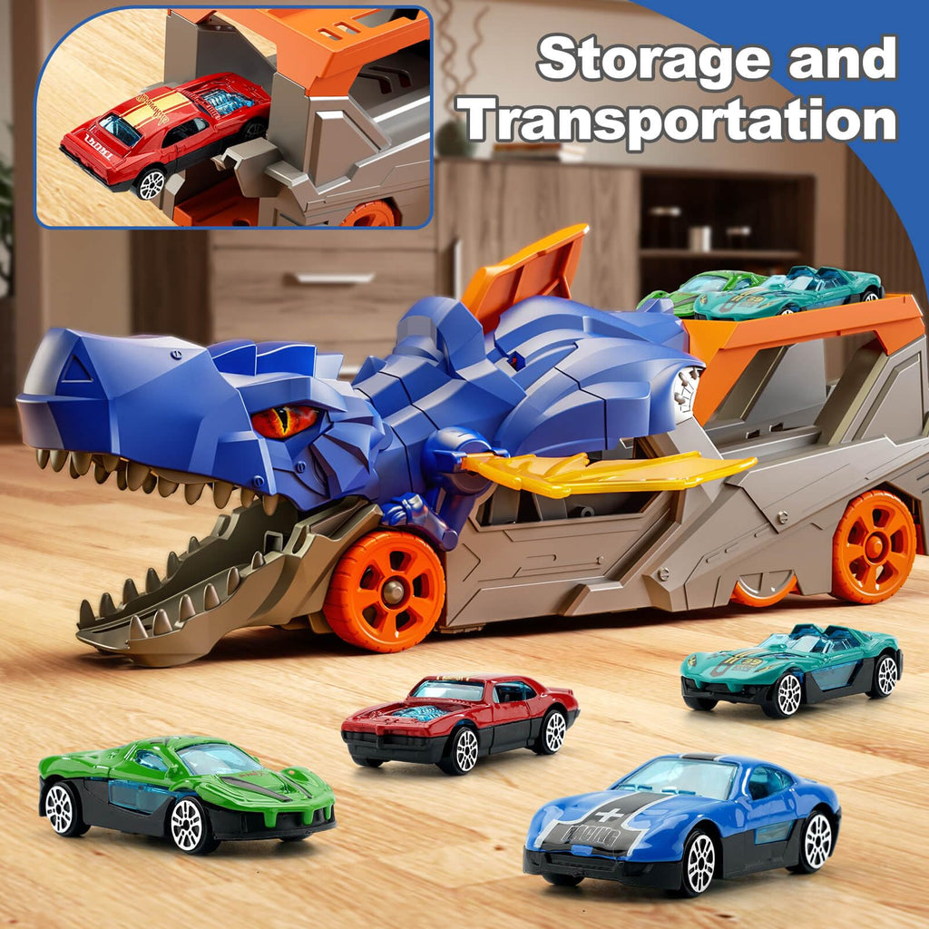 Dinosaur Truck Car Toys For Kids Toddlers Transport Truck With 4 Mini Car,Gifts,Randomized Logistics Delivery