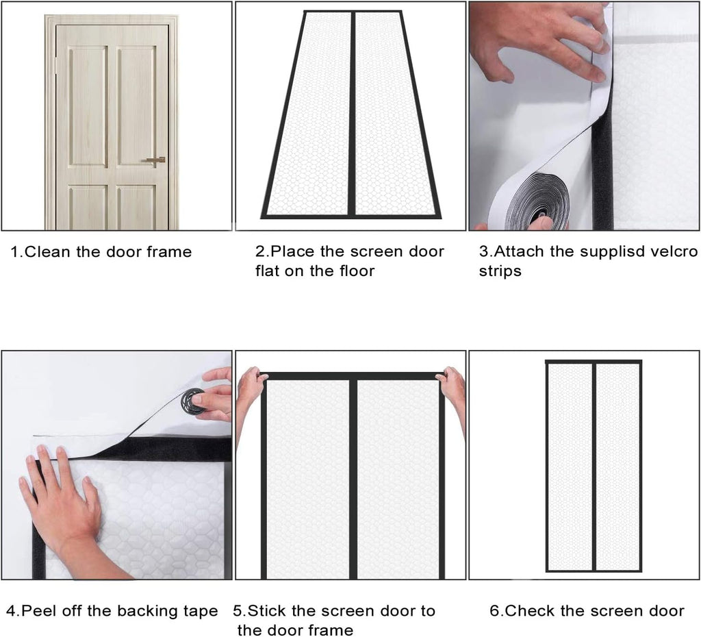 Black Lace Magnetic Door Curtain — No-Drill Insulating Screen