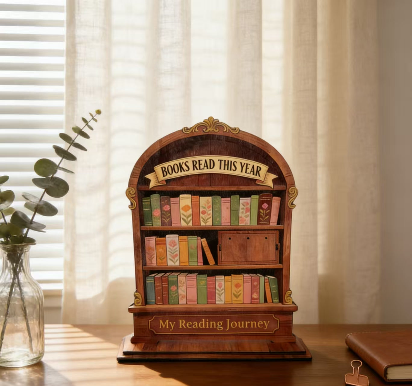 Wooden Reading Tracker — Books Read This Year Shelf Counter