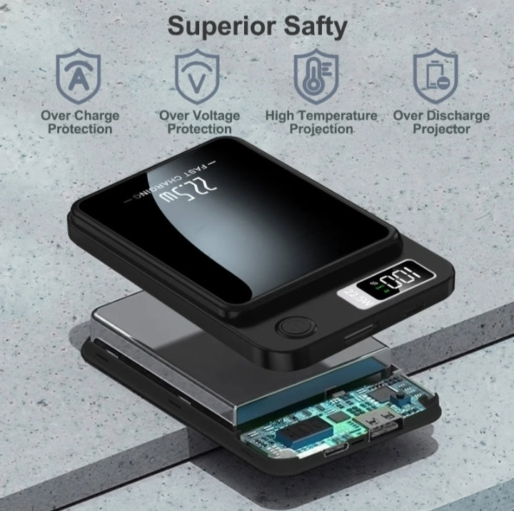 Magnetic Wireless Power Bank — Fast Charging with LED Display