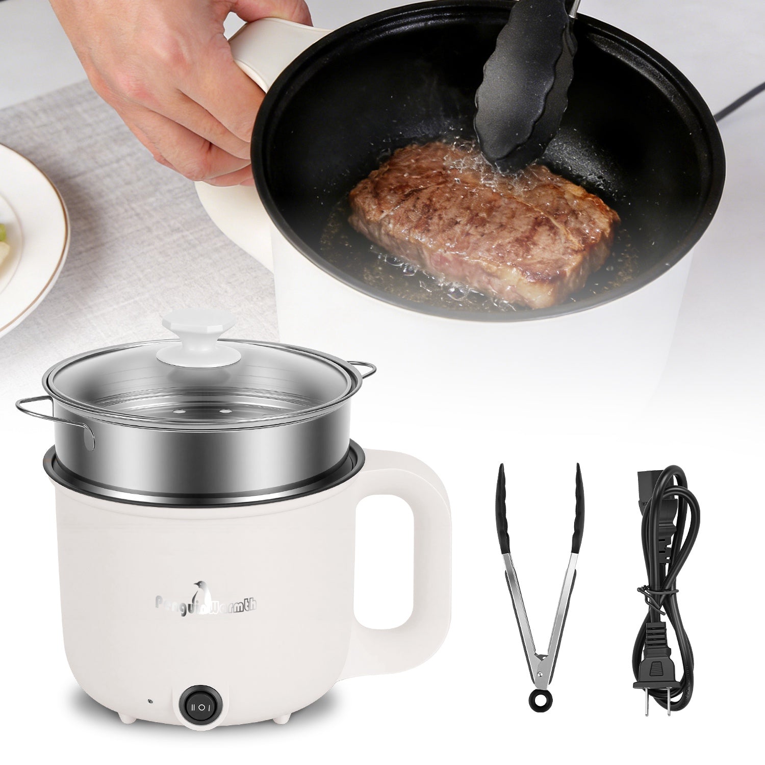 1.8L Electric Hot Pot with Steamer — Compact Cooker for Small Kitchens