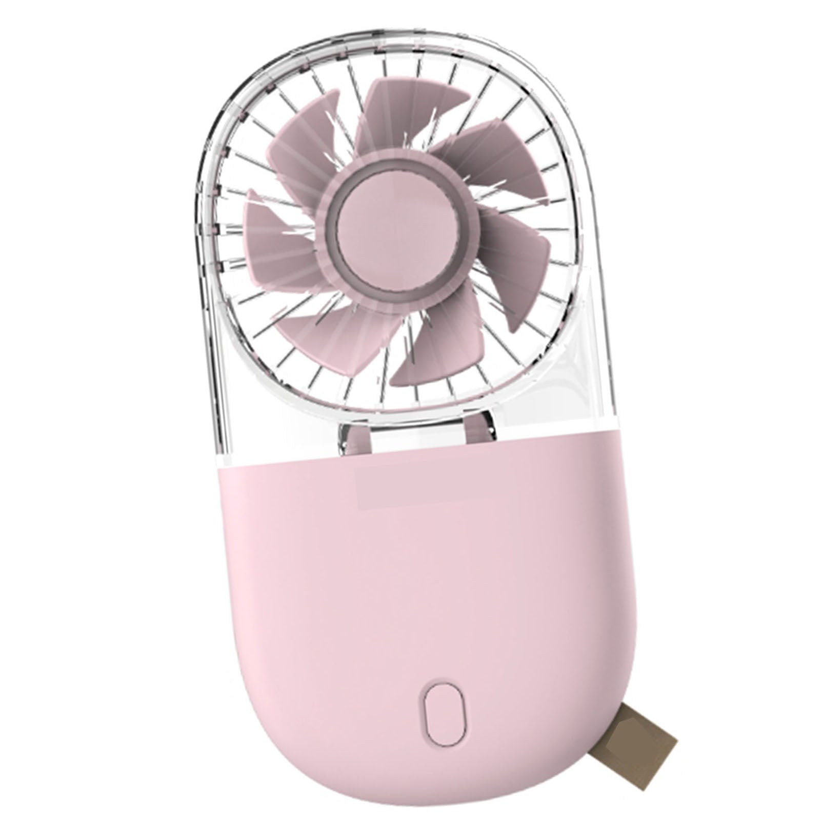 Foldable Neck & Desk Fan — USB Rechargeable, Transparent Pink