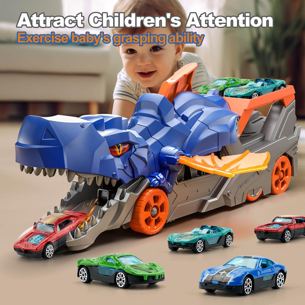 Dinosaur Truck Car Toys For Kids Toddlers Transport Truck With 4 Mini Car,Gifts,Randomized Logistics Delivery