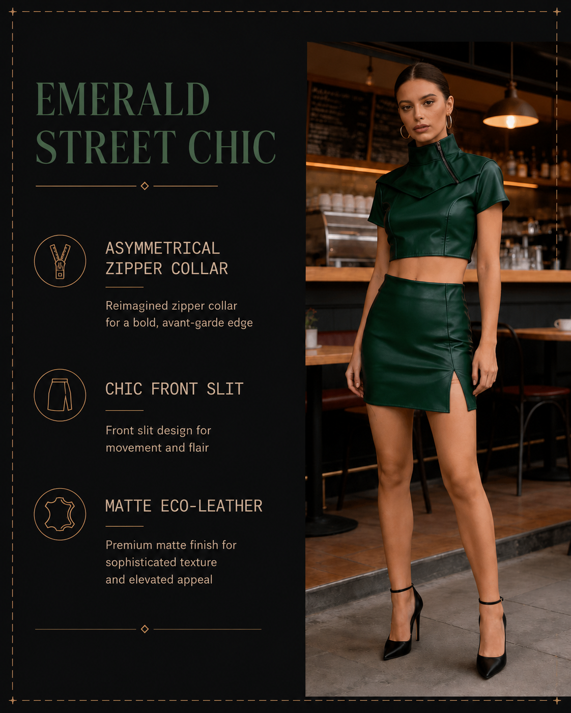 Women's Faux Leather Skirt High Waist Tummy Control Bodycon Mini Short Skirt With Slit