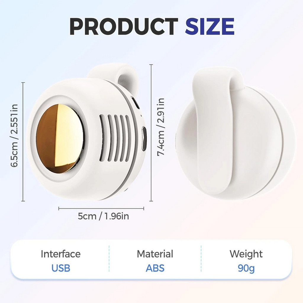 Clip-On Bladeless Fan — Silent Wearable 3-Speed Cooling