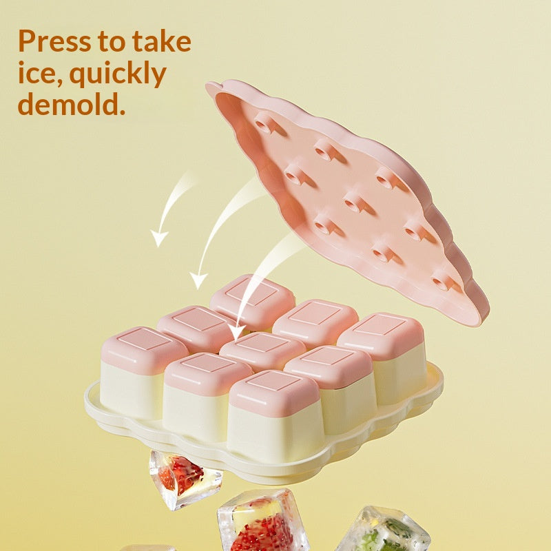 Cookie-Shaped Ice Cube Tray — Reusable Mould with Lid